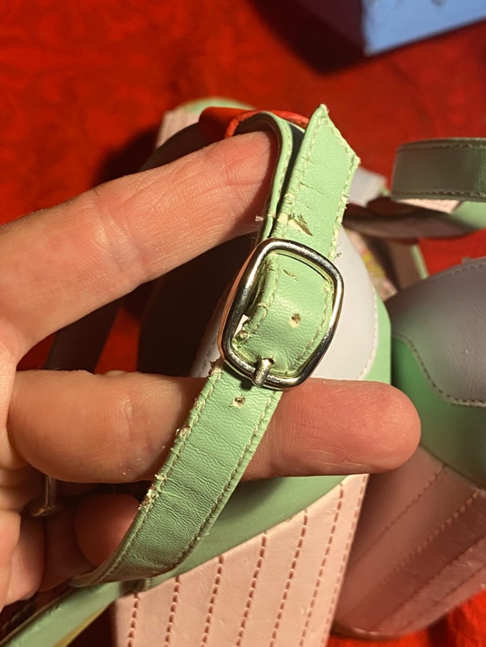 Iron Fist T-strap high heel sandals,pastel shades,cupcake details,red hearts,7 - Picture 10 of 15